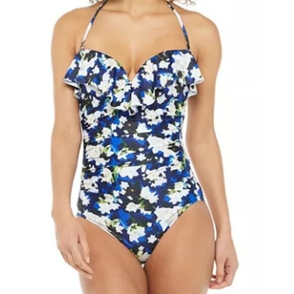 NEW Nicole Miller One Piece Swimsuit Convertible Strapless Bandeau Size Small - Picture 2 of 7